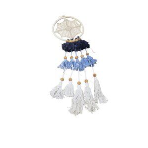 Macrame Boho Blue Dream Catcher 36in Length